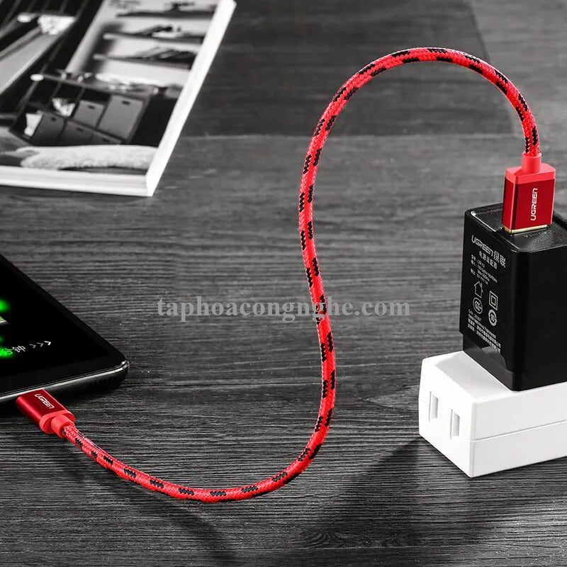 Ugreen 40483 0.5M màu đỏ Cáp sạc USB TypeC cao cấp US250 30040483